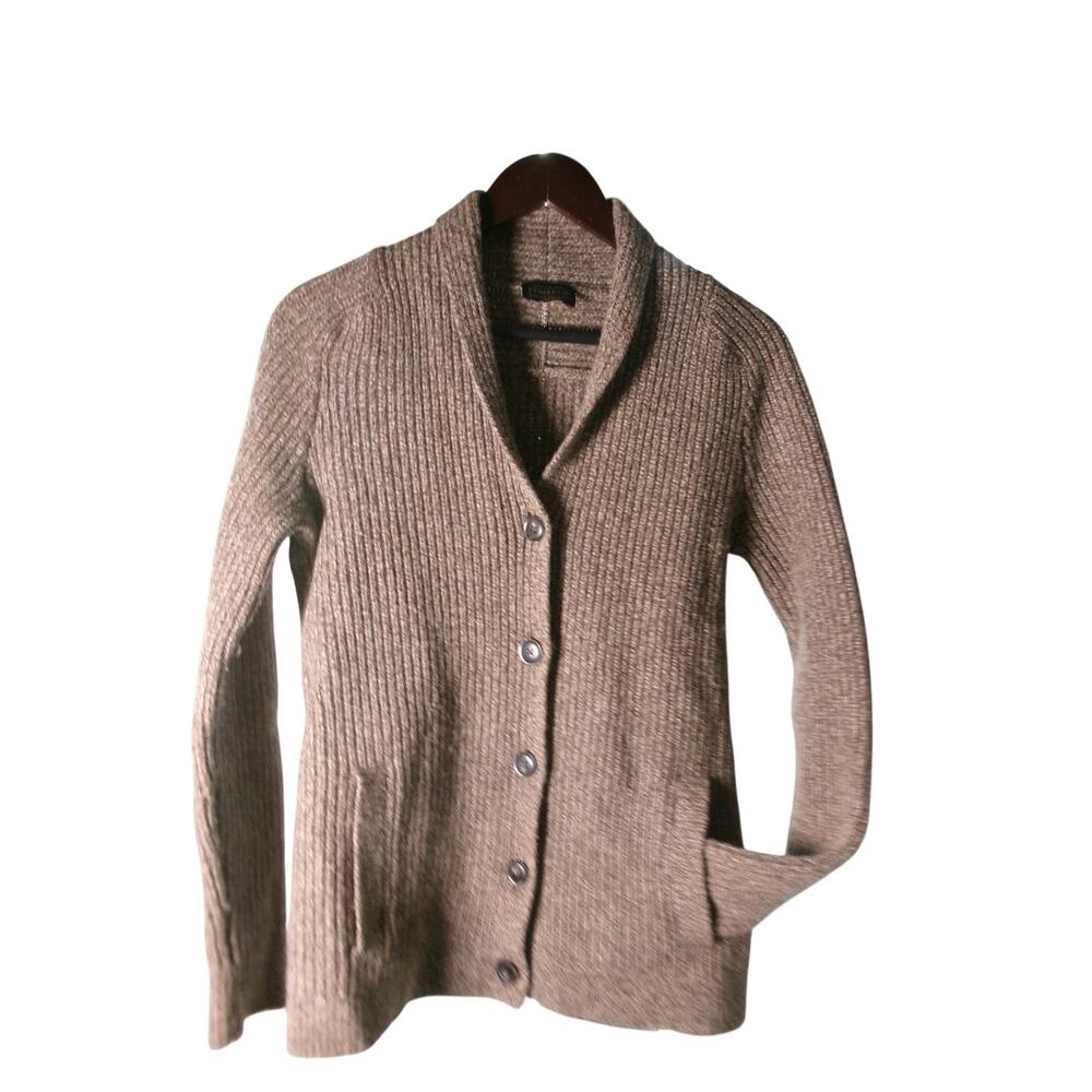 Pendleton Virgin Wool Brown Rib Knit Button Cardigan Sweater Women's M